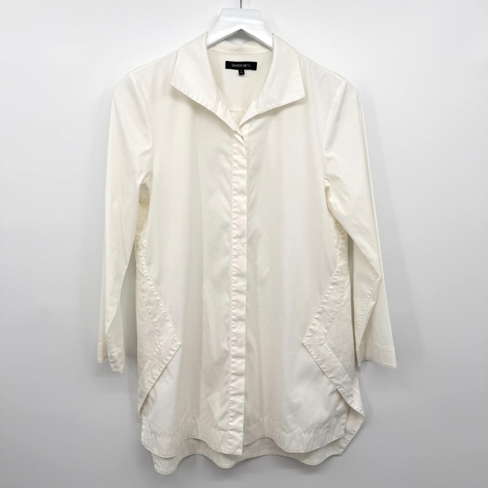 Lafayette 148 Tunic Top Shirt Blouse Size Small Stretch Quiet Luxury Classic